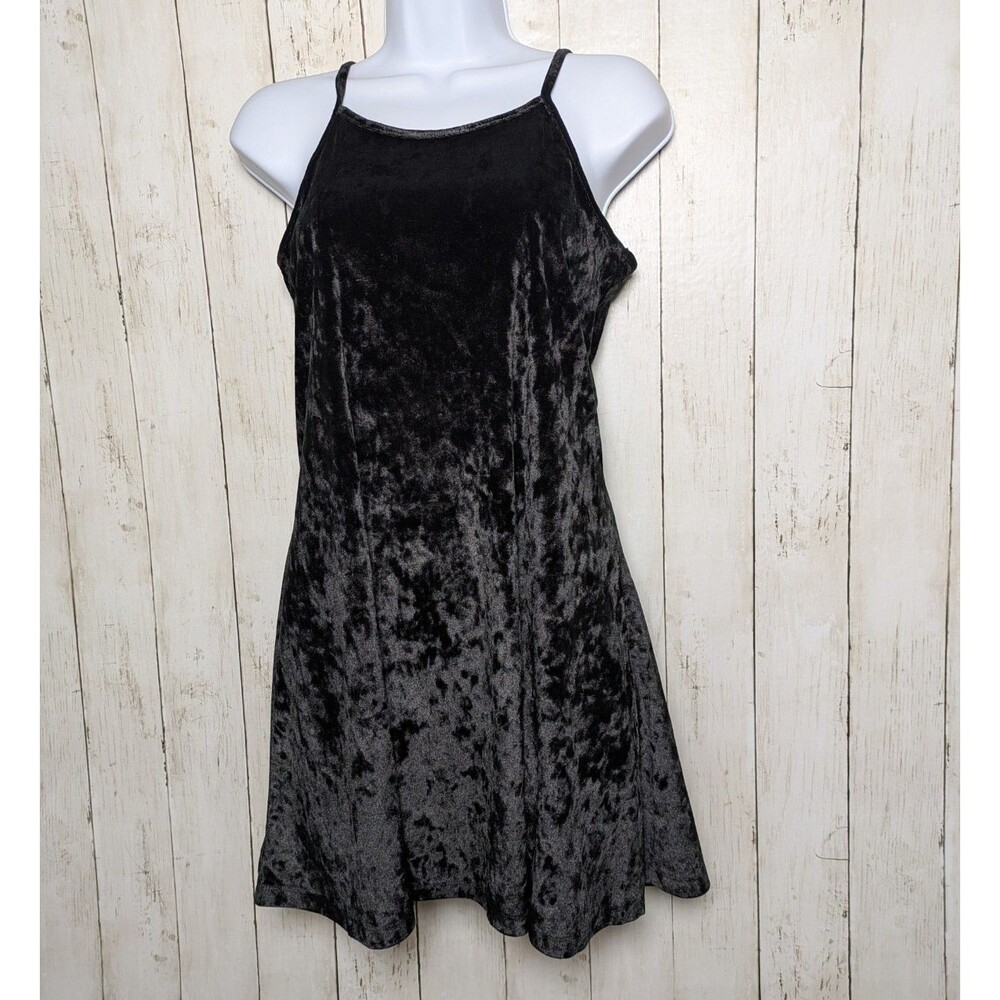 Crazy 8 Black Crushed Velvet Girls Dress 10/12 Goth Y2K Holiday Party Alt Skater - Picture 4 of 10